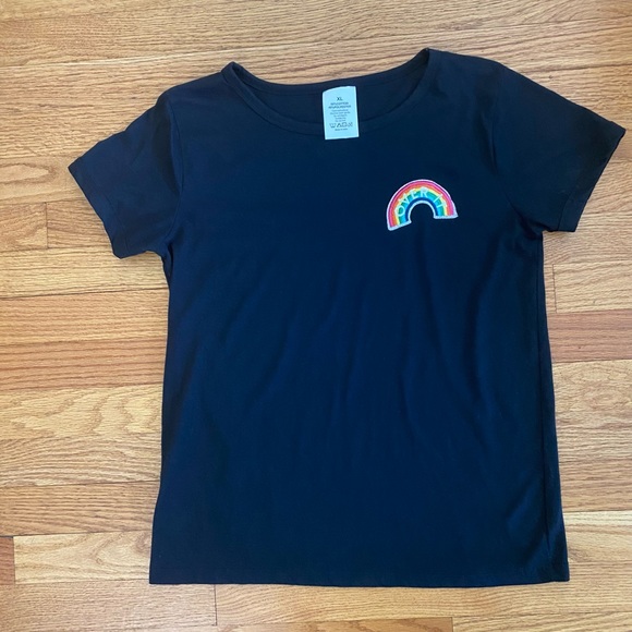 unbranded Tops - Unbranded Tshirt Women’s XL Black Rainbow Detail OVER IT lettering Short Sleeve